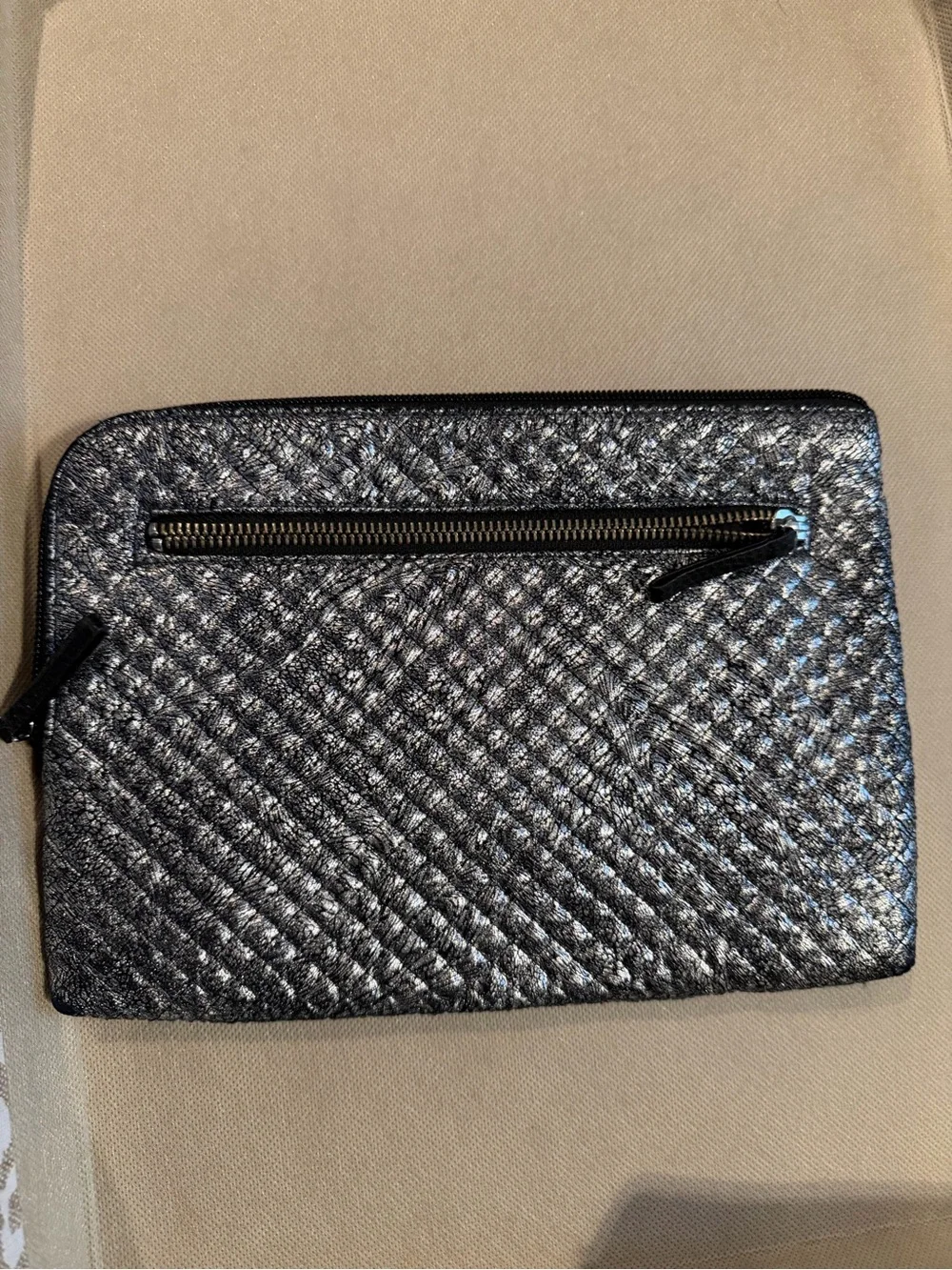 Vera Bradley Quilted Metallic Black Wristlet